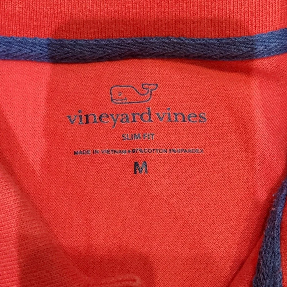 Vineyard Vines Mens Medium Slim Fit Polo Shirt Red Whale Logo SS Preppy Golf